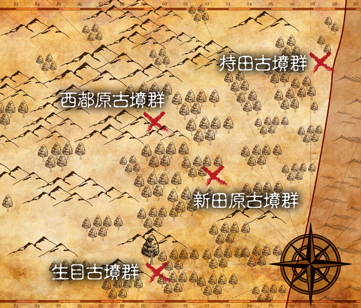 古墳の位置が示された地図