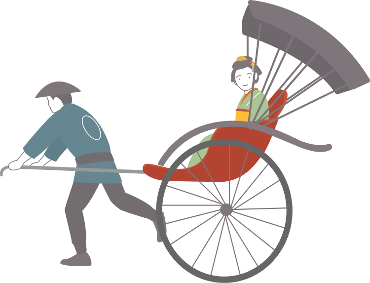 車夫体験の様子のイラスト